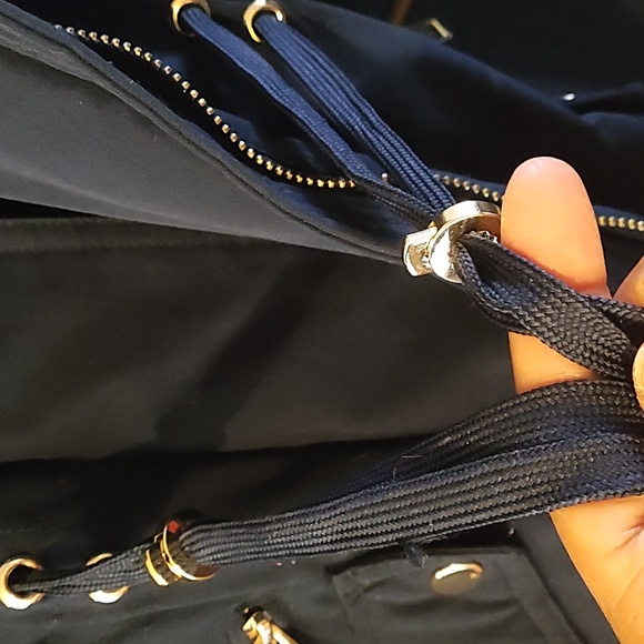 Hooded Women's Navy Parka with Faux Fur Trim - Picture 8 of 12